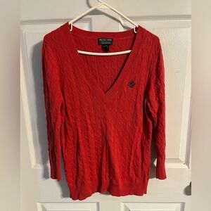 Ralph Lauren Bright Red V-Neck Sweater